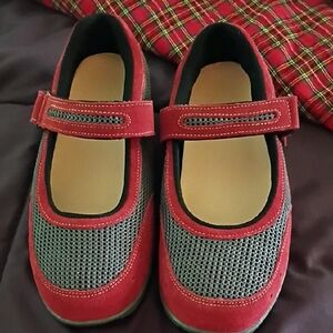 Women's s Red Mary Jane Mesh Casual Orth Feet Shoes